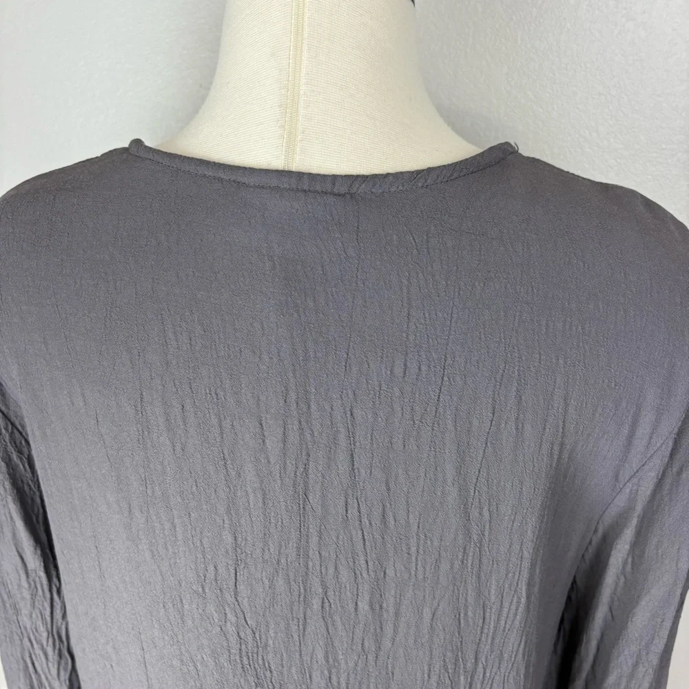Cut Loose Pullover Top Size S Gray Lightweight Lagenlook Minimalist Crinkle Flow - Picture 9 of 15
